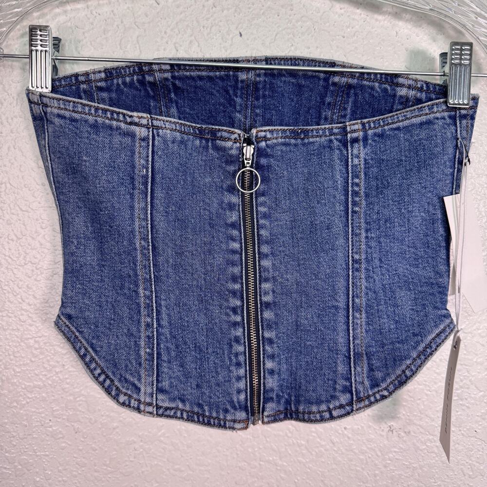 Aritzia Denim Forum Tank Top Womens XXS 90s Debbie Denim Corset Bustier Crop - Picture 2 of 9